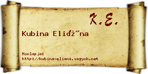 Kubina Eliána névjegykártya